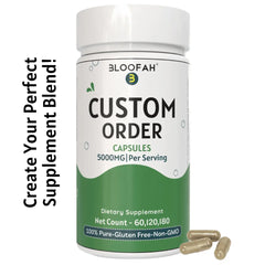 Bloofah Custom Capsule Order - Personalized Supplement, Choose Your Ingredients, Dosage & Capsule Count, Tailored to Your Health Needs, Natural & High-Quality Custom Capsules - Bloofah
