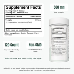 Bloofah LYP – Lycopene Capsules 500mg | Antioxidant Support from Tomato Fruit (120 Capsules)
