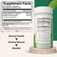 Bloofah Ginkgo Biloba Leaf Capsules 2300mg | 100% Pure Ginkgo Biloba Leaf Extract 10:1 & Powder | Non-GMO, Gluten Free Formula Health Supplement for Overall Wellbeing