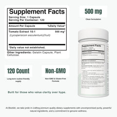 Bloofah LY Lycopene Supplement Capsules 500mg | Tomato Fruit 10:1 Concentrated Extract – Antioxidant Support (120 Capsules)
