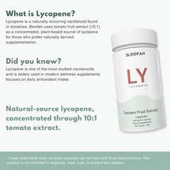 Bloofah LY Lycopene Supplement Capsules 500mg | Tomato Fruit 10:1 Concentrated Extract – Antioxidant Support (120 Capsules)