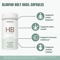 Bloofah HB – Holy Basil Capsules 500mg | Stress & Immunity Support (120 Capsules)