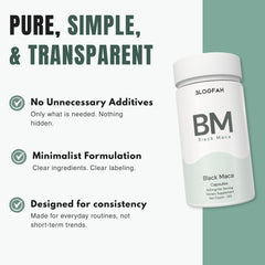 Bloofah BM – Black Maca Capsules 500mg | Energy & Vitality Support (120 Capsules)