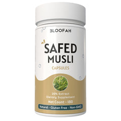 Bloofah Safed Musli Capsules 500mg | Non-GMO, Gluten Free, Natural Herbal Supplements | 100% Pure, Organic Safed Musli Extract 20% (Chlorophytum borivilianum) Powder Extra Strength