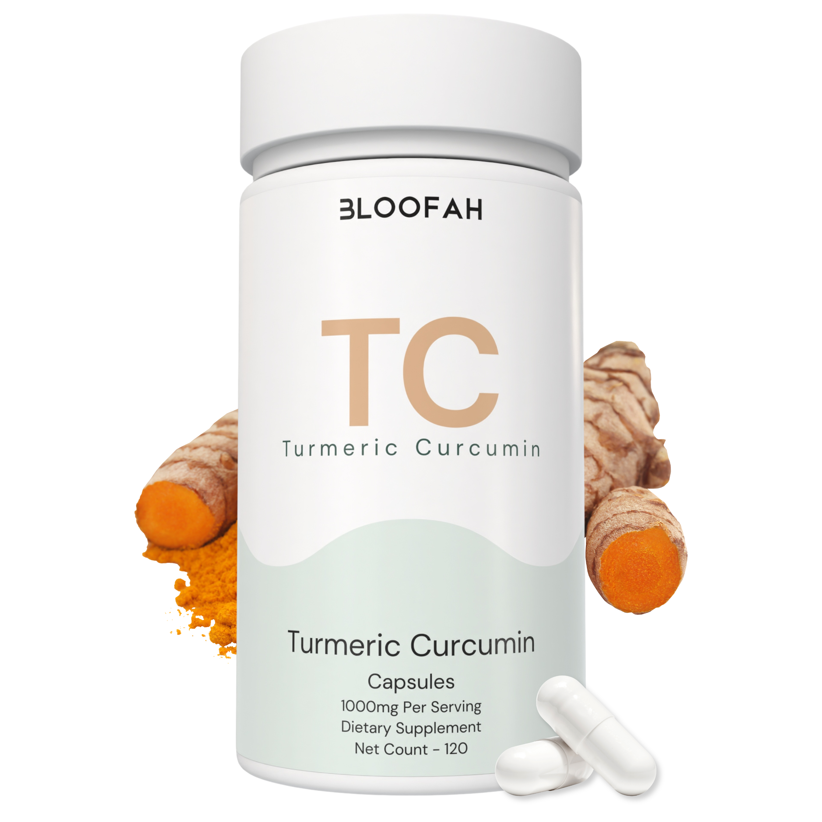 Bloofah TC Turmeric Capsules 1000mg | Curcuma longa Root with Black Pepper | 120 Capsules