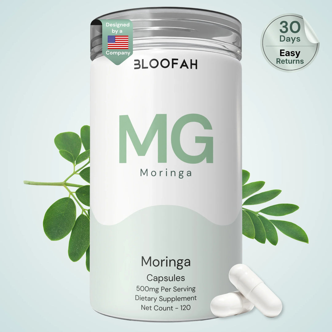 Bloofah MG Moringa Capsules 500mg | Moringa oleifera Leaf Extract | 120 Capsules