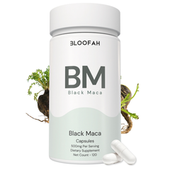 Bloofah BM – Black Maca Capsules 500mg | Energy & Vitality Support (120 Capsules)