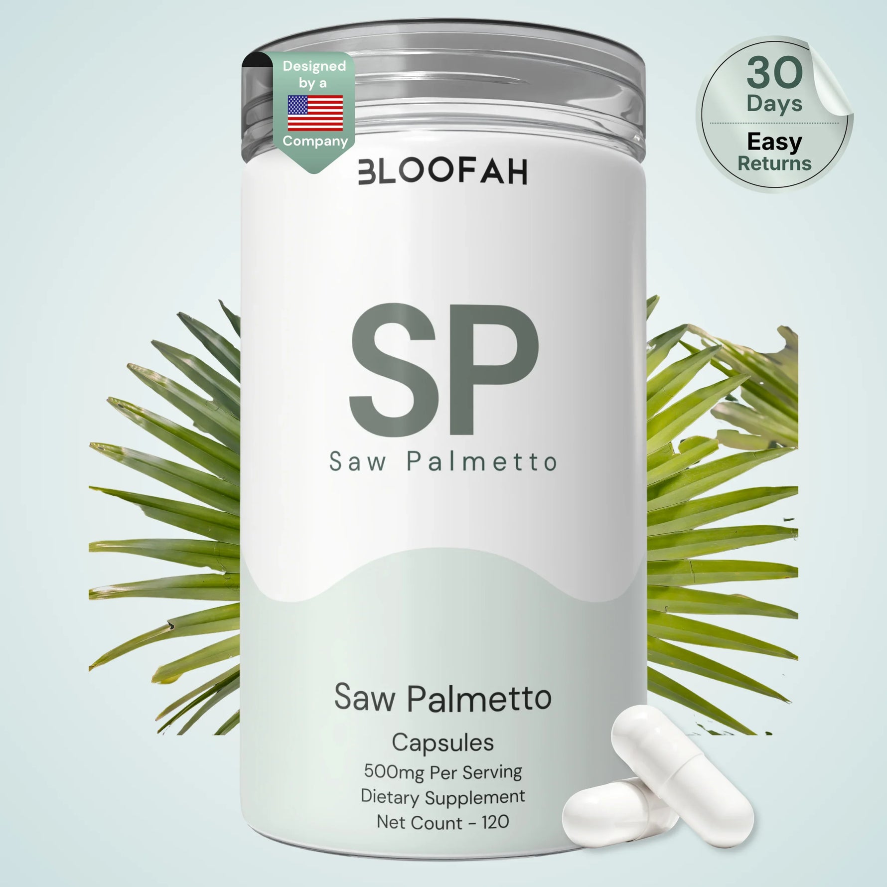 Bloofah SP Saw Palmetto Capsules 500mg | Serenoa repens Berry Extract | 120 Capsules