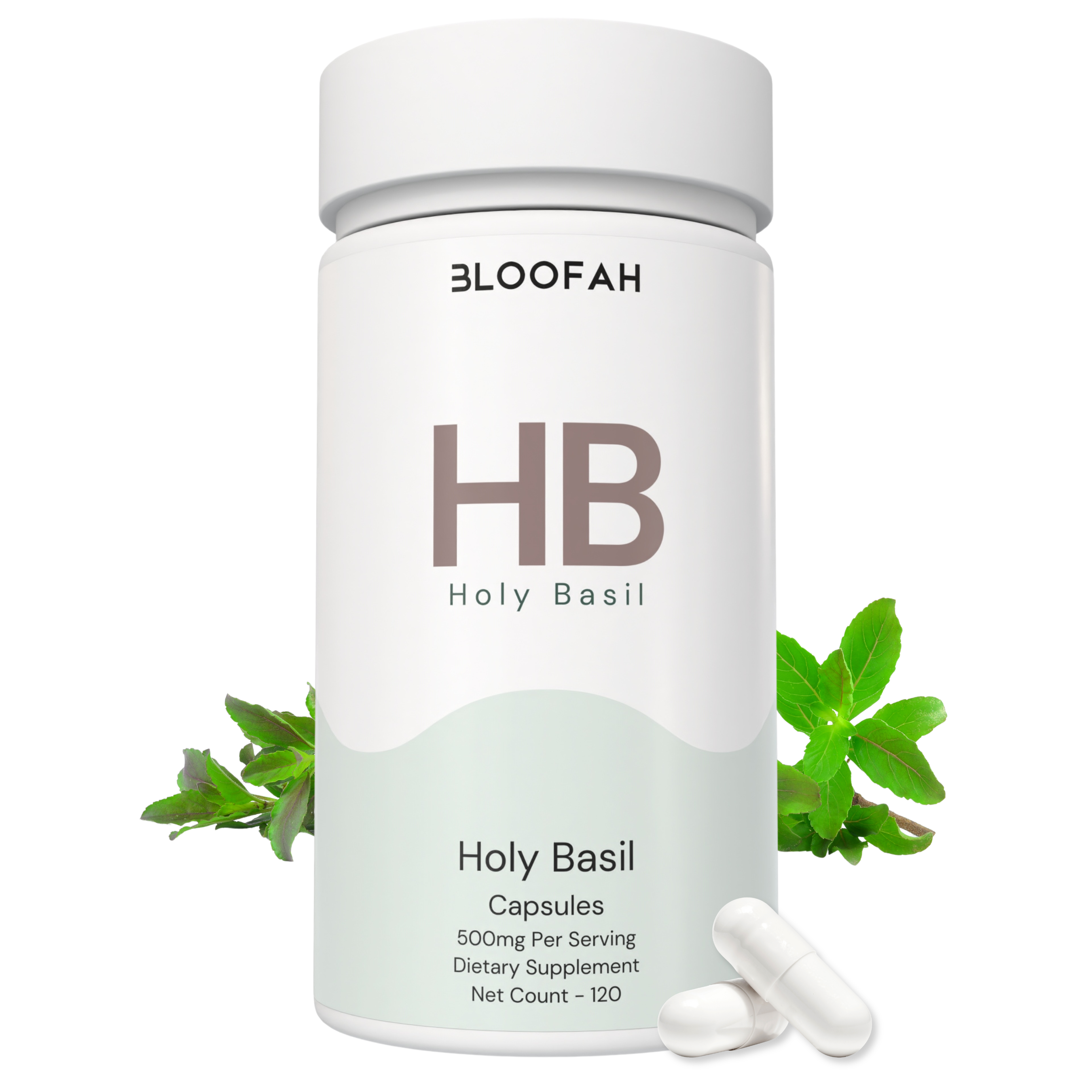 Bloofah HB Holy Basil Capsules 500mg | Ocimum tenuiflorum (Tulsi) Extract | 120 Capsules