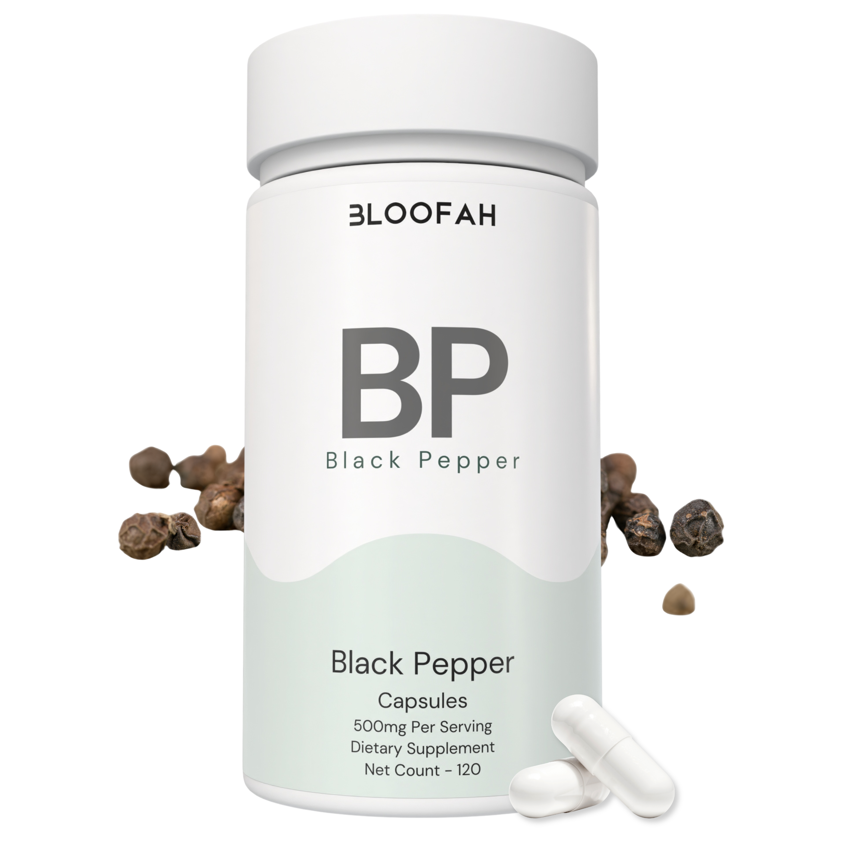 Bloofah BP Black Pepper Capsules 500mg | Piper nigrum Fruit | 120 Capsules