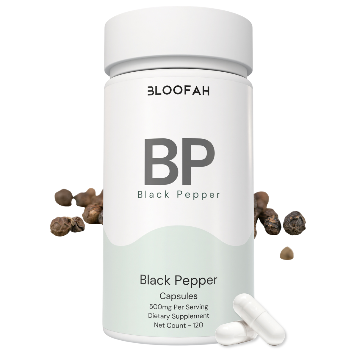Bloofah BP Black Pepper Capsules 500mg | Piper nigrum Fruit | 120 Capsules