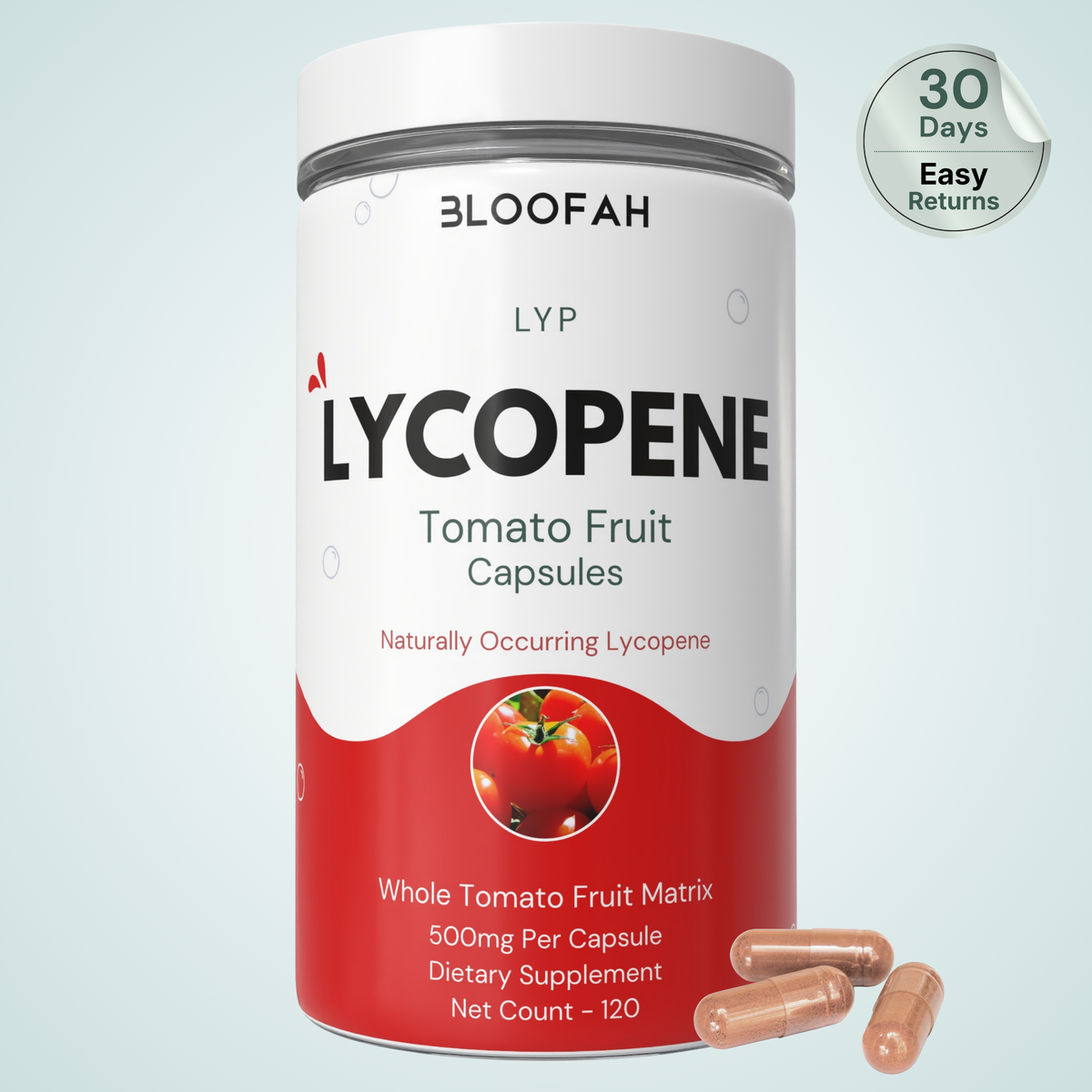 Bloofah LYP Lycopene Tomato Fruit Capsules 500mg | Natural Source of Lycopene