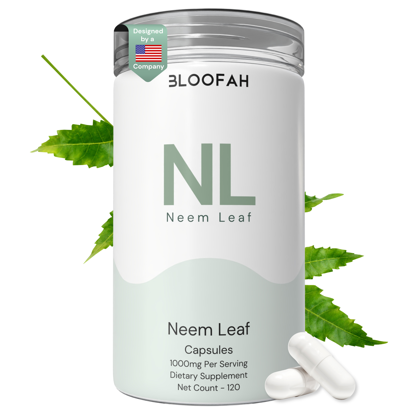 Bloofah NL Neem Capsules 1000mg | Azadirachta indica Leaf | 120 Capsules