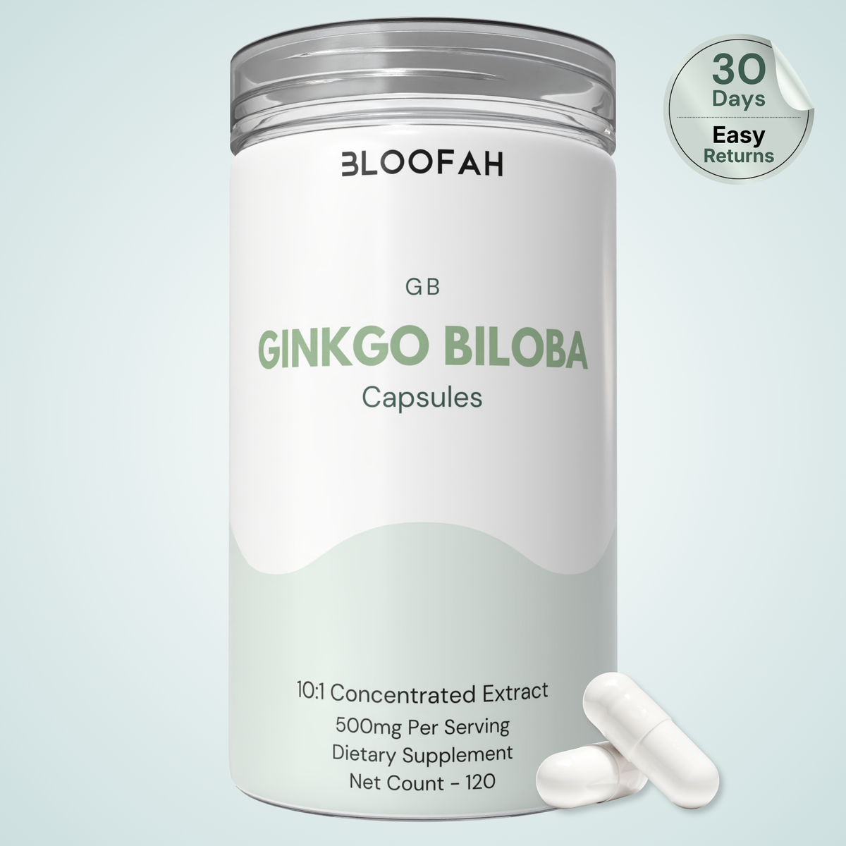 Bloofah GB Ginkgo Biloba Capsules 500mg | Ginkgo biloba Leaf Extract | 120 Capsules