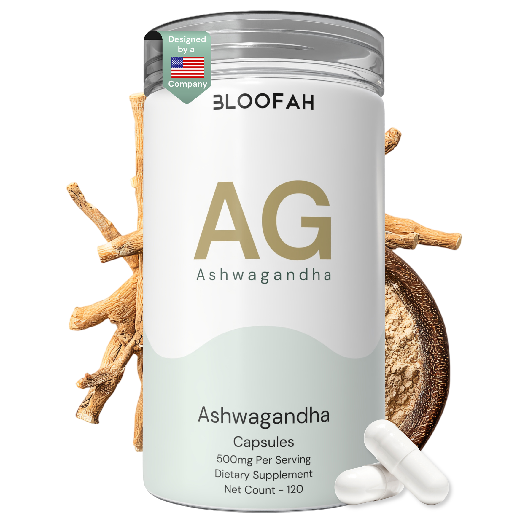 Bloofah AG Ashwagandha Capsules 500mg | Withania somnifera Root Extract | 120 Capsules