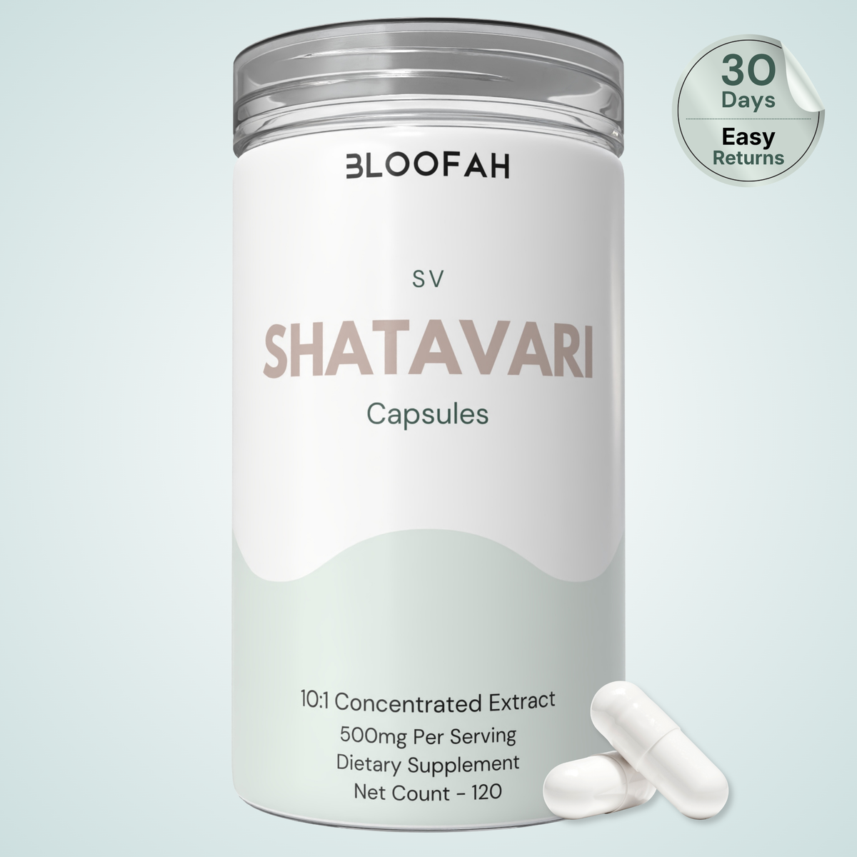 Bloofah SV Shatavari Capsules 500mg | Asparagus racemosus Root Extract | 120 Capsules