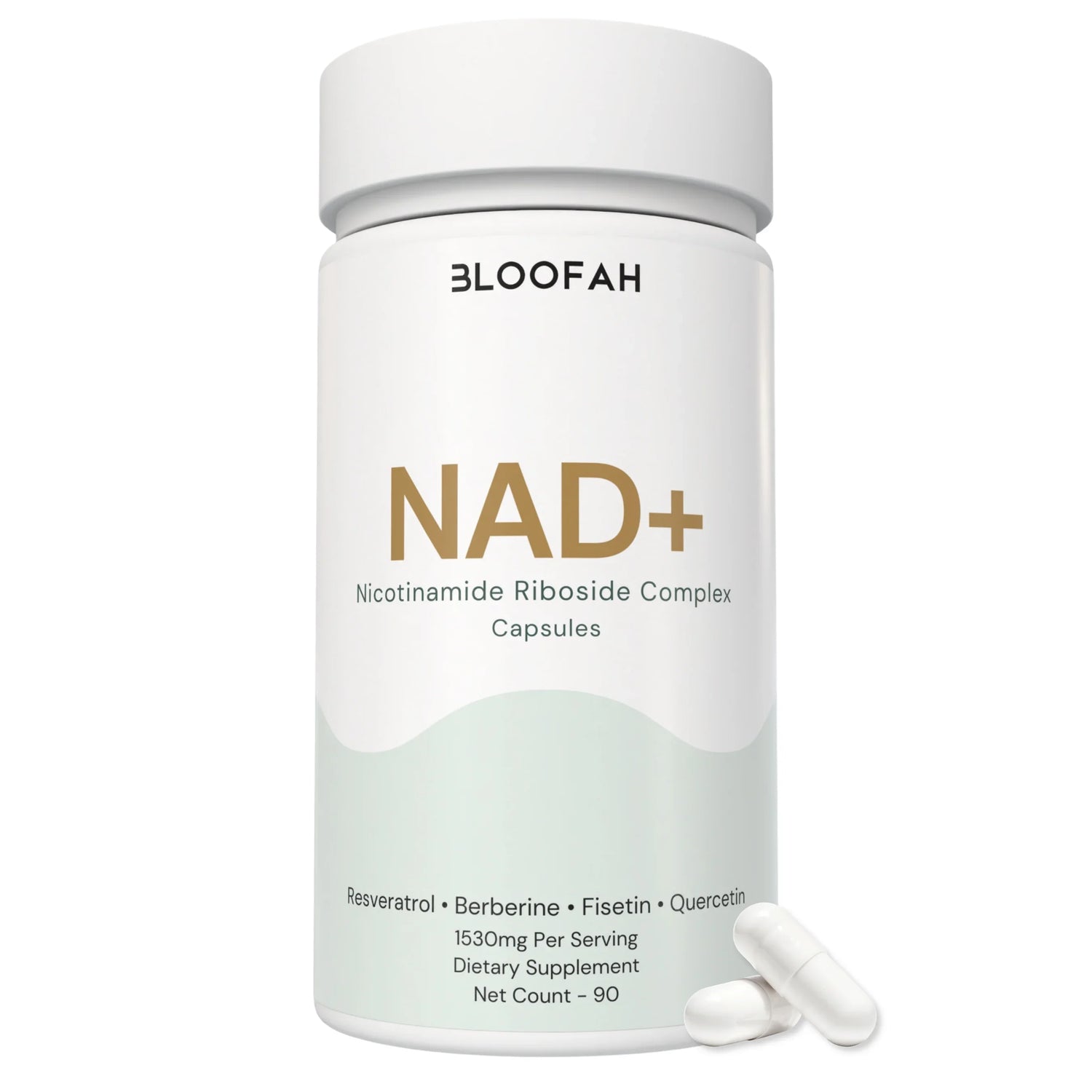 Bloofah NAD+ Capsules 1530mg | Nicotinamide Riboside + Resveratrol + 18 Botanical Herbs | 90 Vegan Capsules