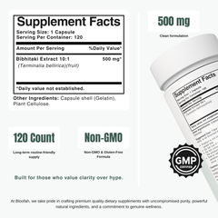Bloofah BT Bibhitaki Capsules 500mg | Terminalia bellirica Fruit Extract | 120 Capsules
