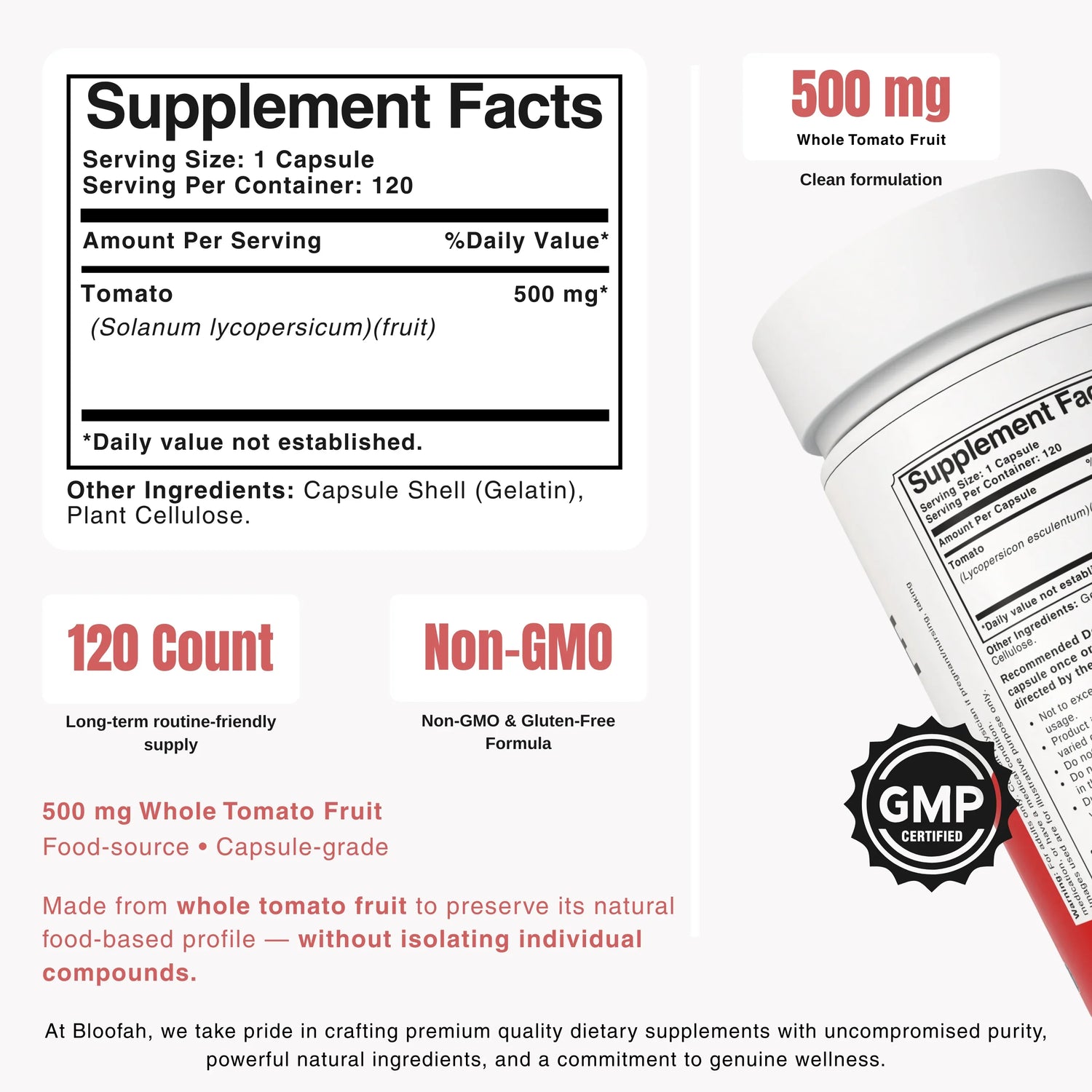 Bloofah LYP Lycopene Tomato Fruit Capsules 500mg | Natural Source of Lycopene