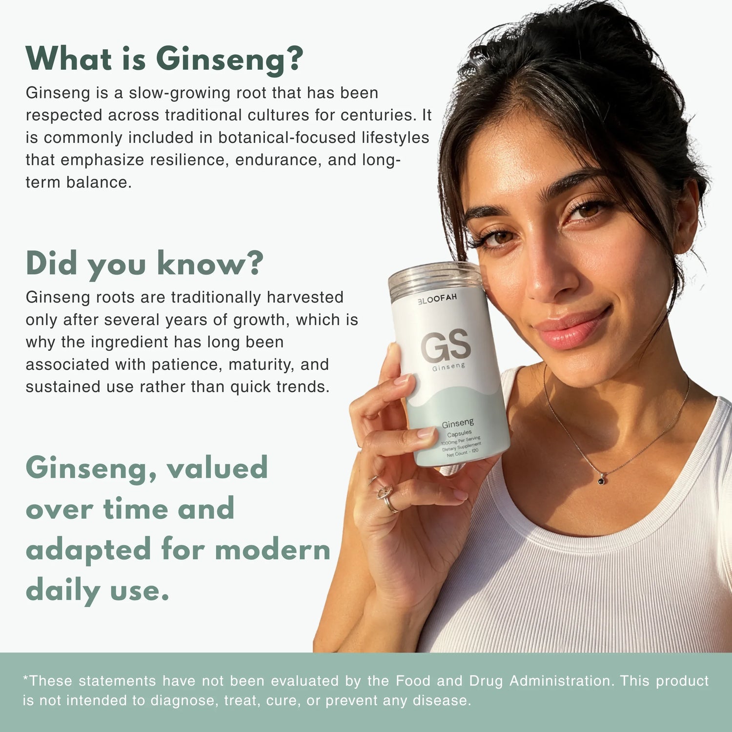 Bloofah GN Ginseng Capsules 1000mg | Panax ginseng Root | 120 Capsules