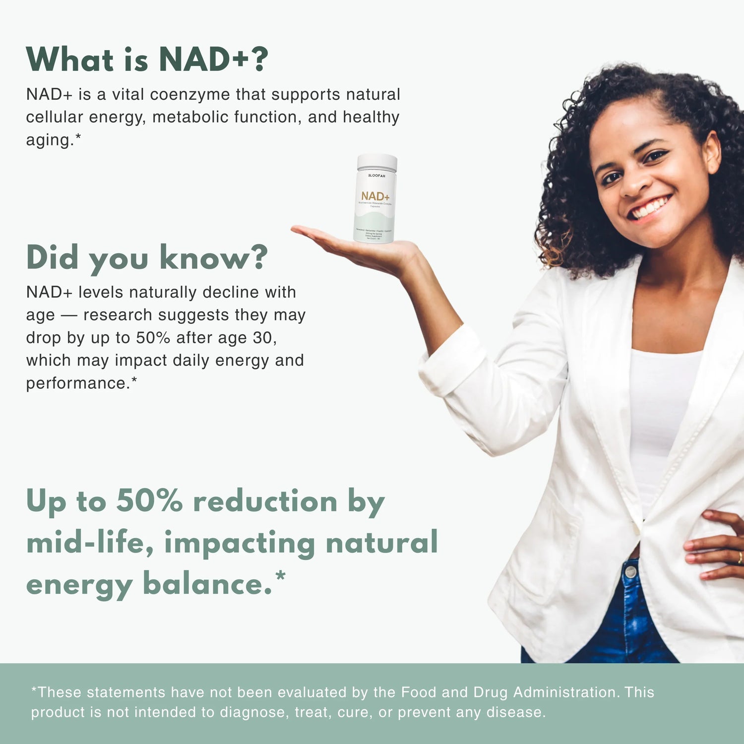 Bloofah NAD+ Capsules 1530mg | Nicotinamide Riboside + Resveratrol + 18 Botanical Herbs | 90 Vegan Capsules