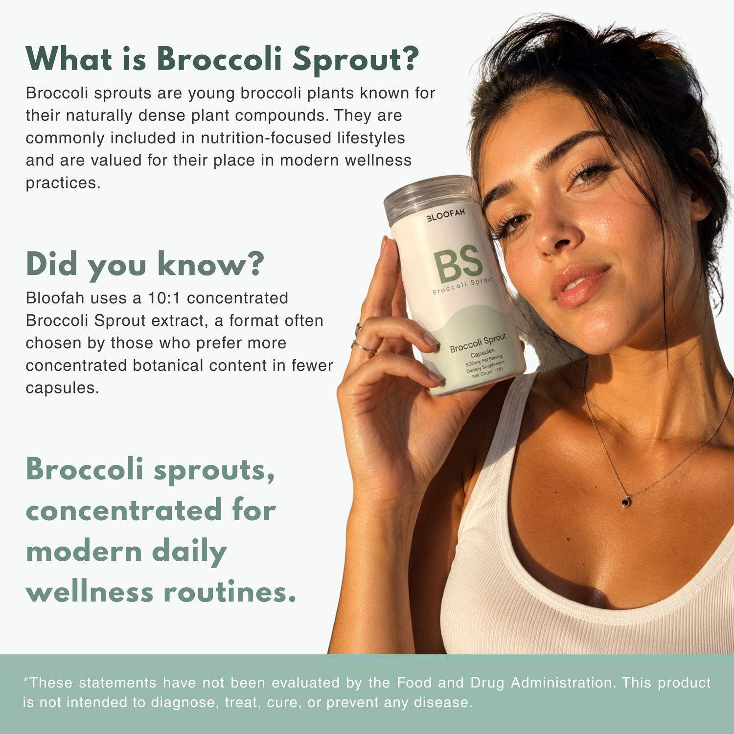Bloofah BS Broccoli Sprout Capsules 500mg | Sulforaphane-Rich Brassica Extract | 120 Capsules