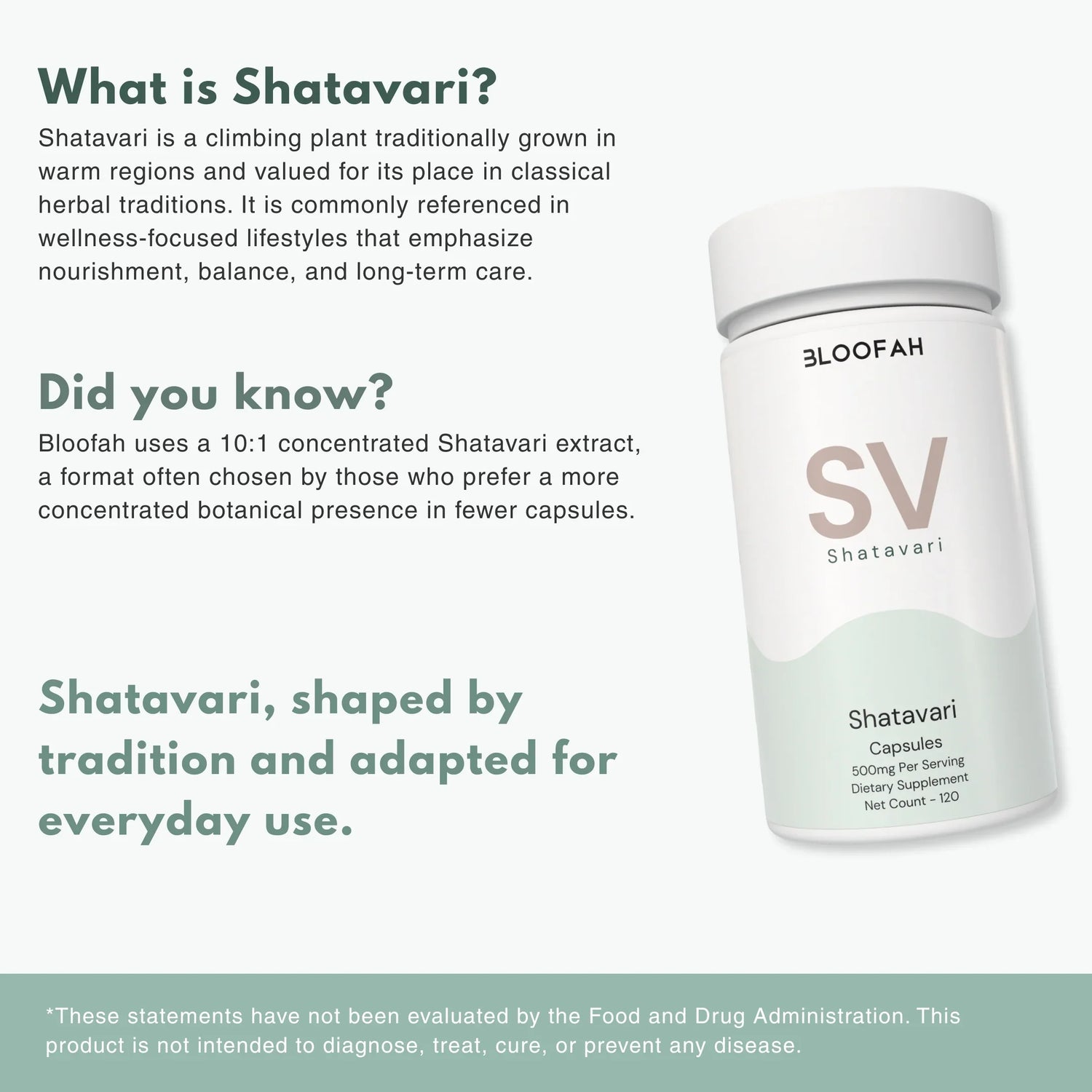 Bloofah SV Shatavari Capsules 500mg | Asparagus racemosus Root Extract | 120 Capsules