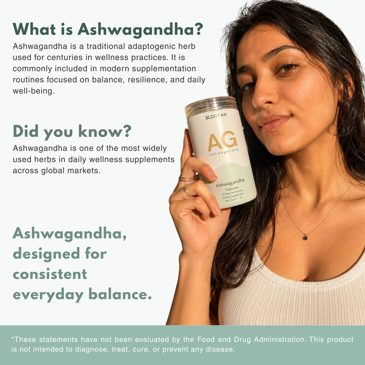 Bloofah AG Ashwagandha Capsules 500mg | Withania somnifera Root Extract | 120 Capsules