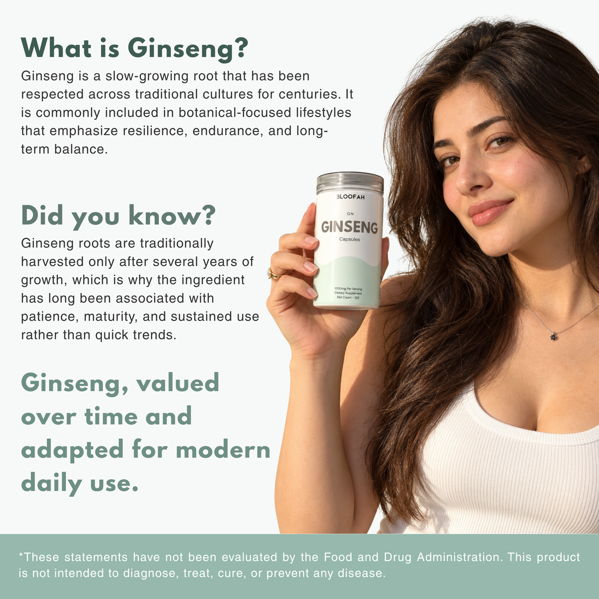 Bloofah GN Ginseng Capsules 1000mg | Panax ginseng Root | 120 Capsules