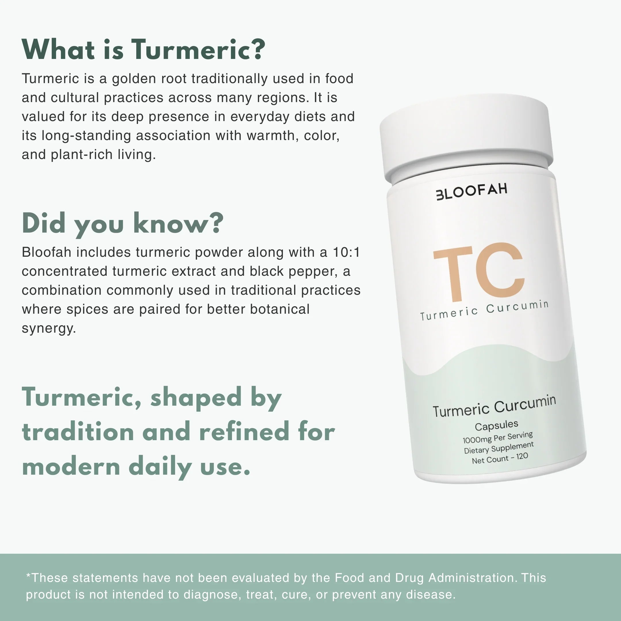 Bloofah TC – Turmeric Capsules 1000mg | Joint Comfort & Antioxidant Support (120 Capsules)