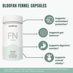 Bloofah FN – Fennel Capsules 500mg | Digestion & Gut Comfort Support (120 Capsules)