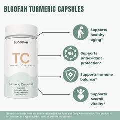 Bloofah TC – Turmeric Capsules 1000mg | Joint Comfort & Antioxidant Support (120 Capsules)