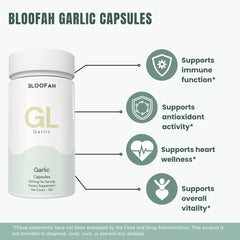 Bloofah GL Garlic Capsules 500mg | Allium sativum Bulb Extract | 120 Capsules