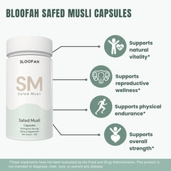 Bloofah SM – Safed Musli Capsules 500mg | Strength & Vitality Support (120 Capsules)