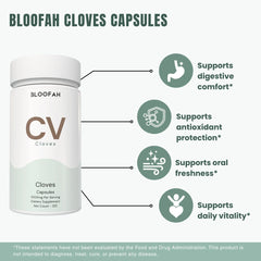 Bloofah CV – Cloves Capsules 1000mg | Digestion & Oral Wellness Support (120 Capsules)
