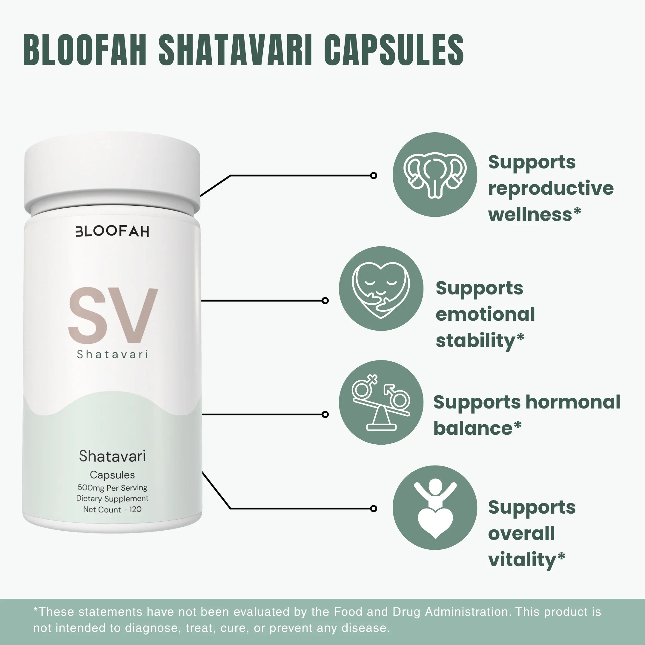 Bloofah SV – Shatavari Capsules 500mg | Balance & Vitality Support (120 Capsules)