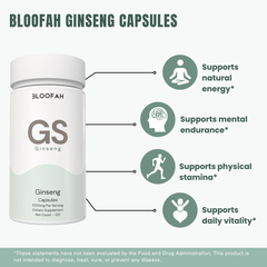 Bloofah GN Ginseng Capsules 1000mg | Panax ginseng Root | 120 Capsules