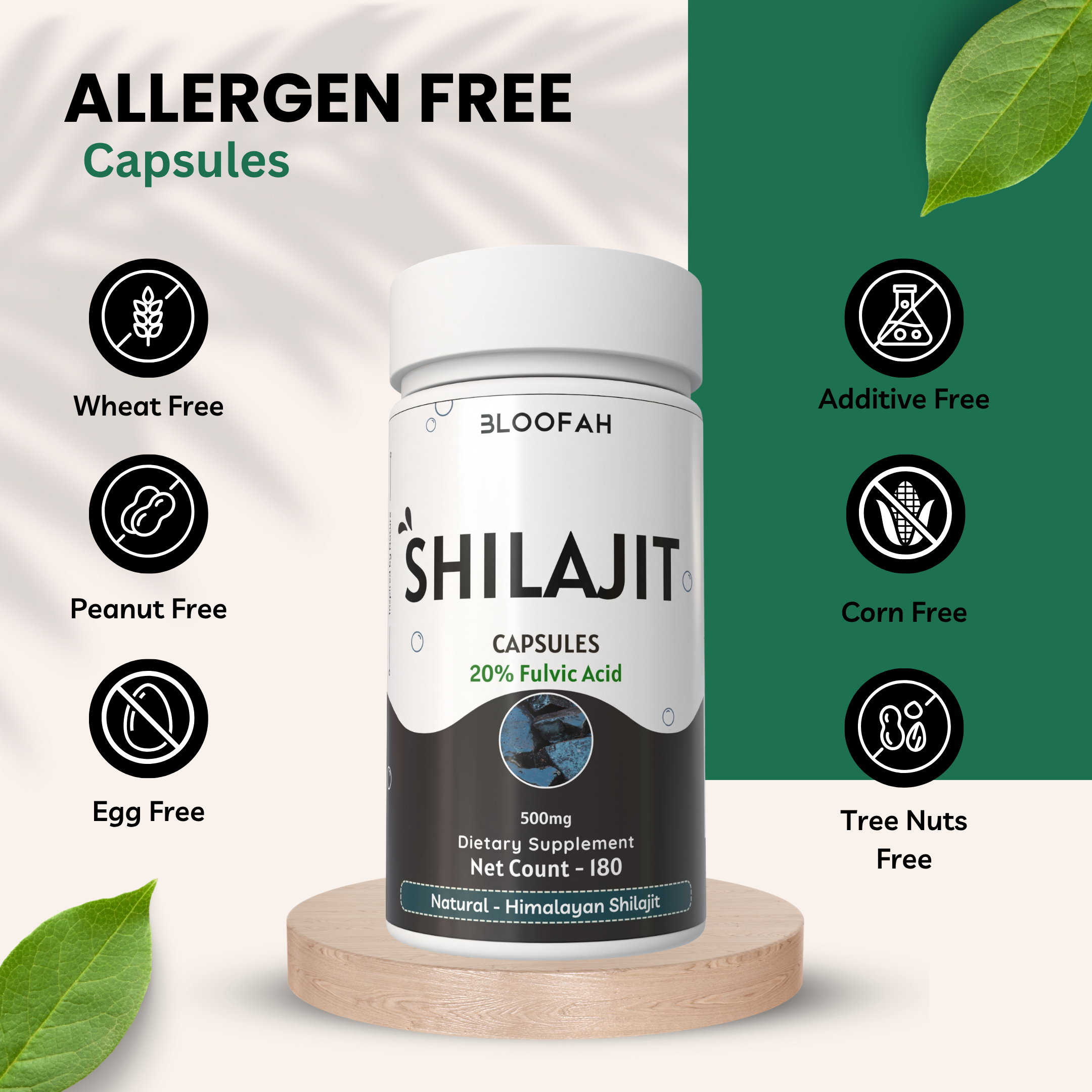 Bloofah Shilajit Capsules 500mg | Himalayan Shilajit Supplement for Men - (High in Trace Minerals, No Fillers) Premium Shilajit Extract 20% (from India) Natural, Non GMO