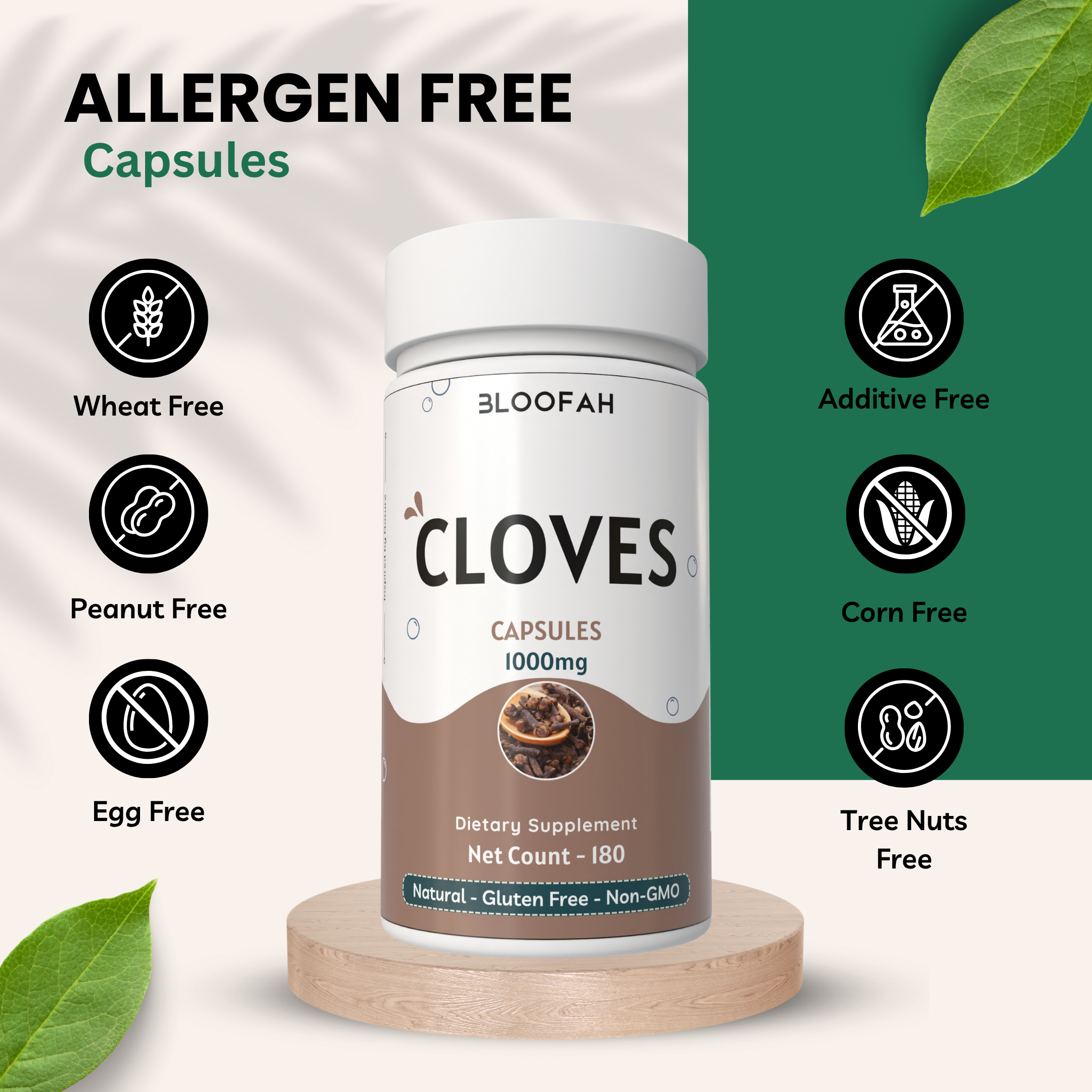 Bloofah Cloves Capsules 1000mg Per Serving | (Syzygium aromaticum) Natural Clove Powder, 100% Pure, Non-GMO, Clove Supplement for Daily Use Supports Wellness and General Health