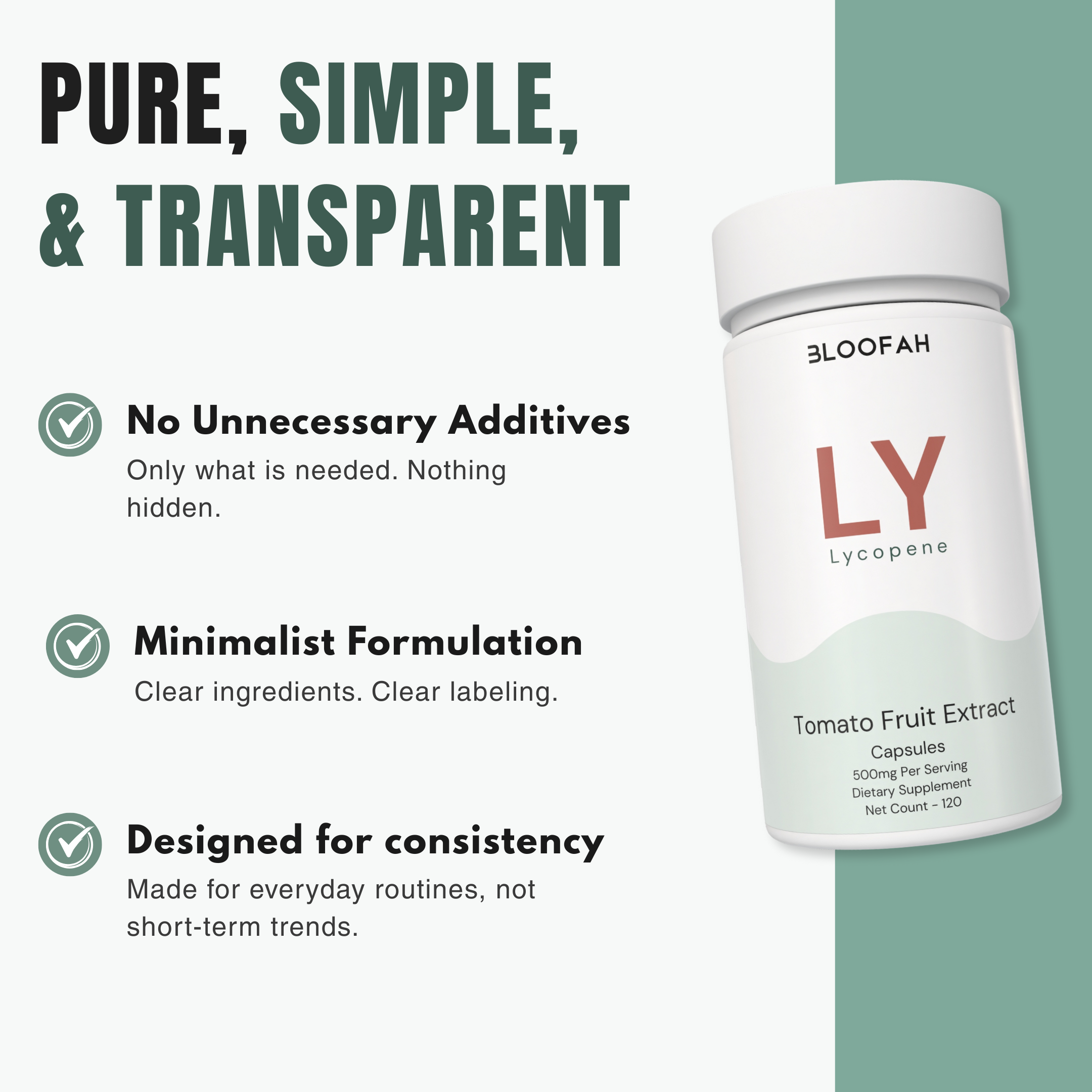 Bloofah LY Lycopene Supplement Capsules 500mg | Tomato Fruit 10:1 Concentrated Extract – Antioxidant Support (120 Capsules)