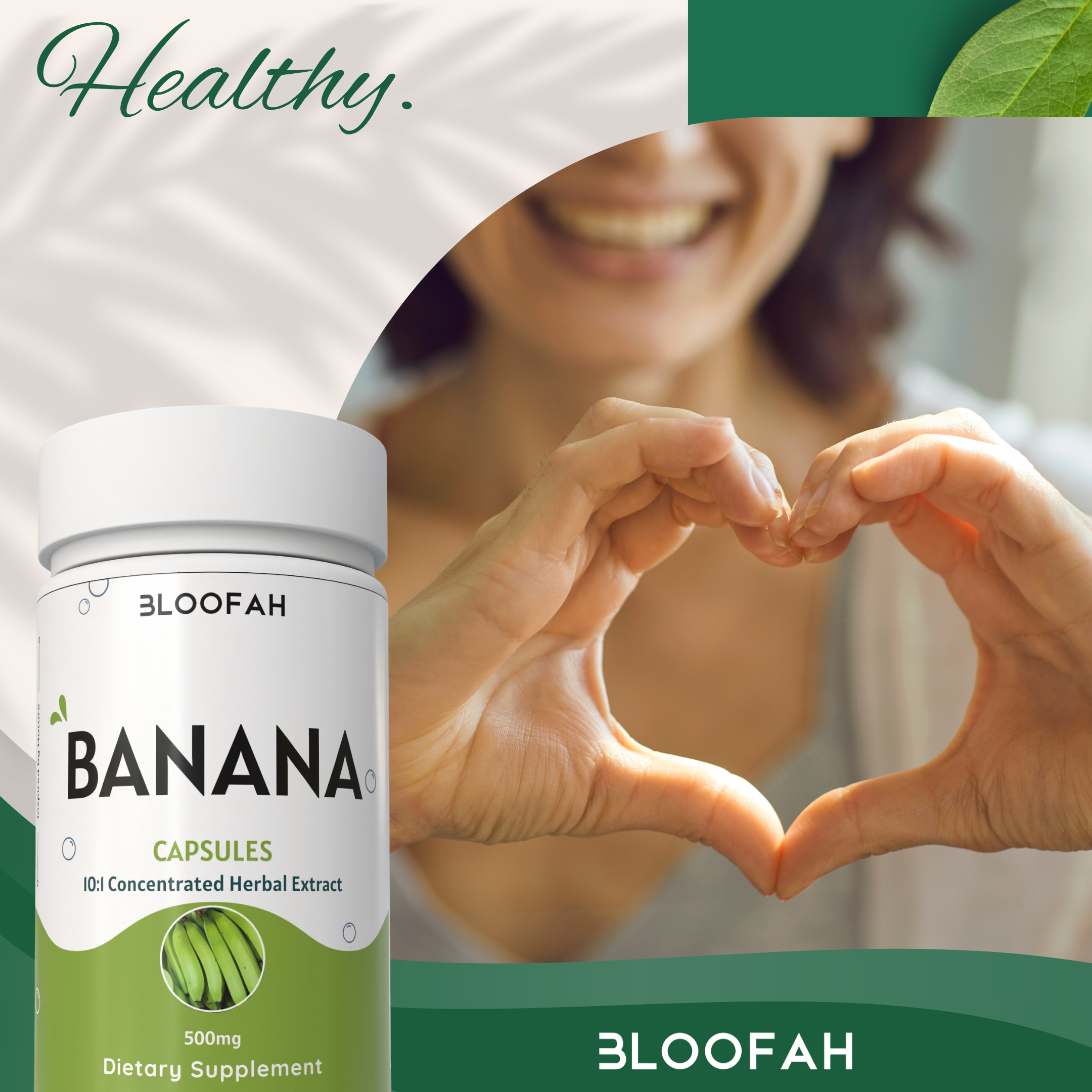 Bloofah Banana Capsules 500mg | 100% Pure Dried Banana Fruit Extract (Musa sp.) Powder Per Serving Eq. to 5000mg | Gluten Free Natural Herbal Supplement Rich in Potassium