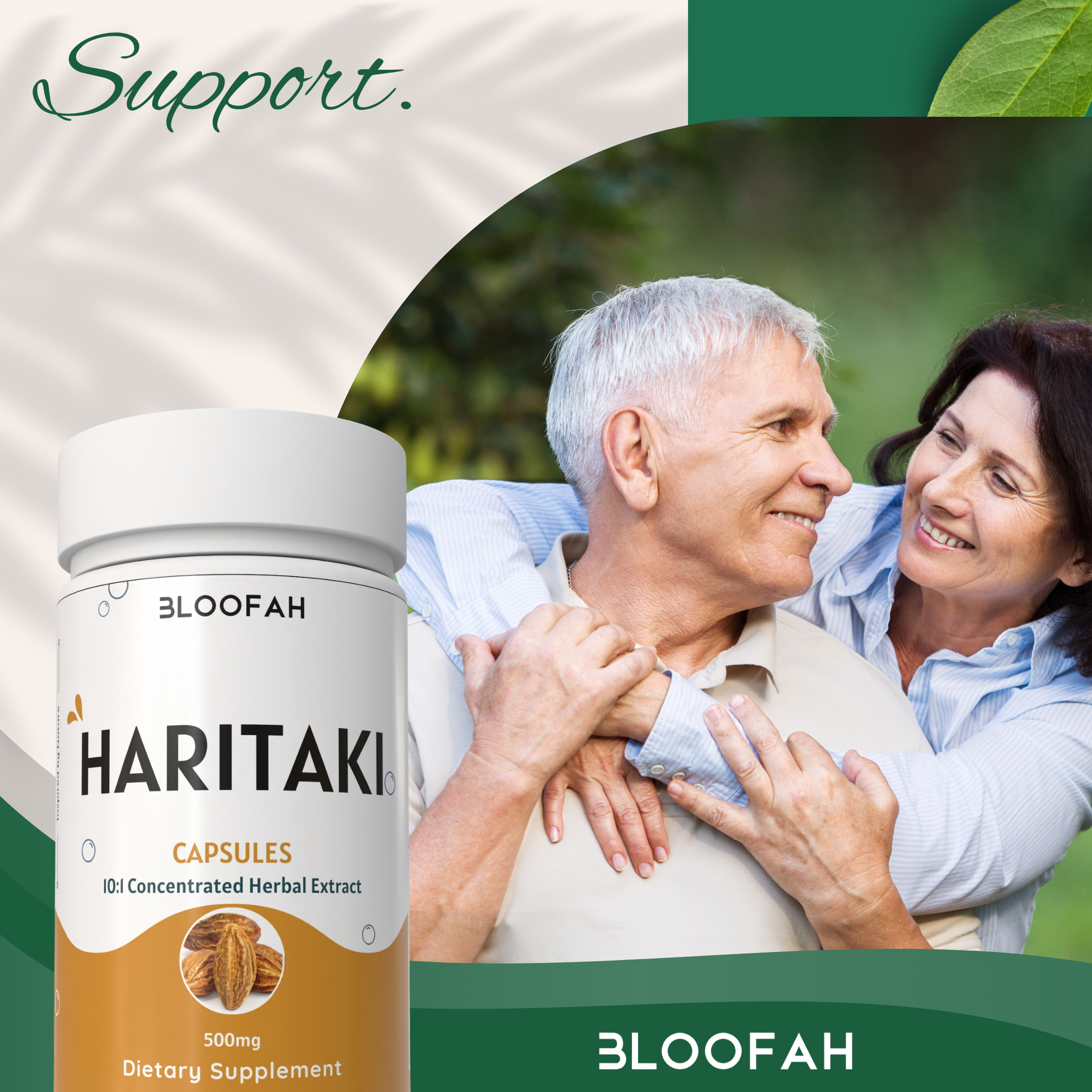 Bloofah Haritaki Capsules 500mg | Natural Digestive Health Supplement | 100% Pure Haritaki (Terminalia chebula) Fruit Extract 10:1 Powder | Non-GMO, Gluten Free Formula Herbal Supplement