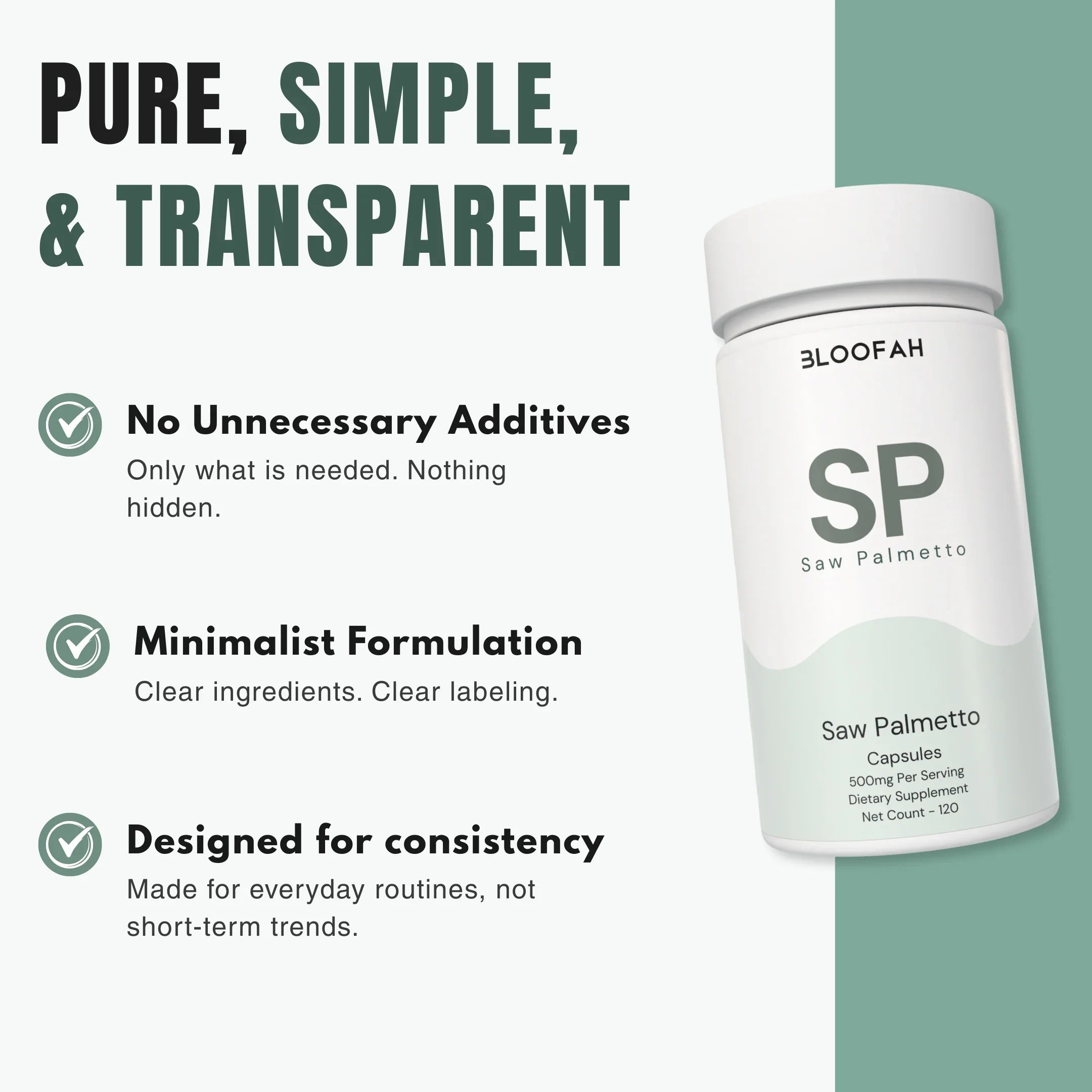 Bloofah SP – Saw Palmetto Capsules 500mg | Hair & Men’s Wellness Support (120 Capsules)