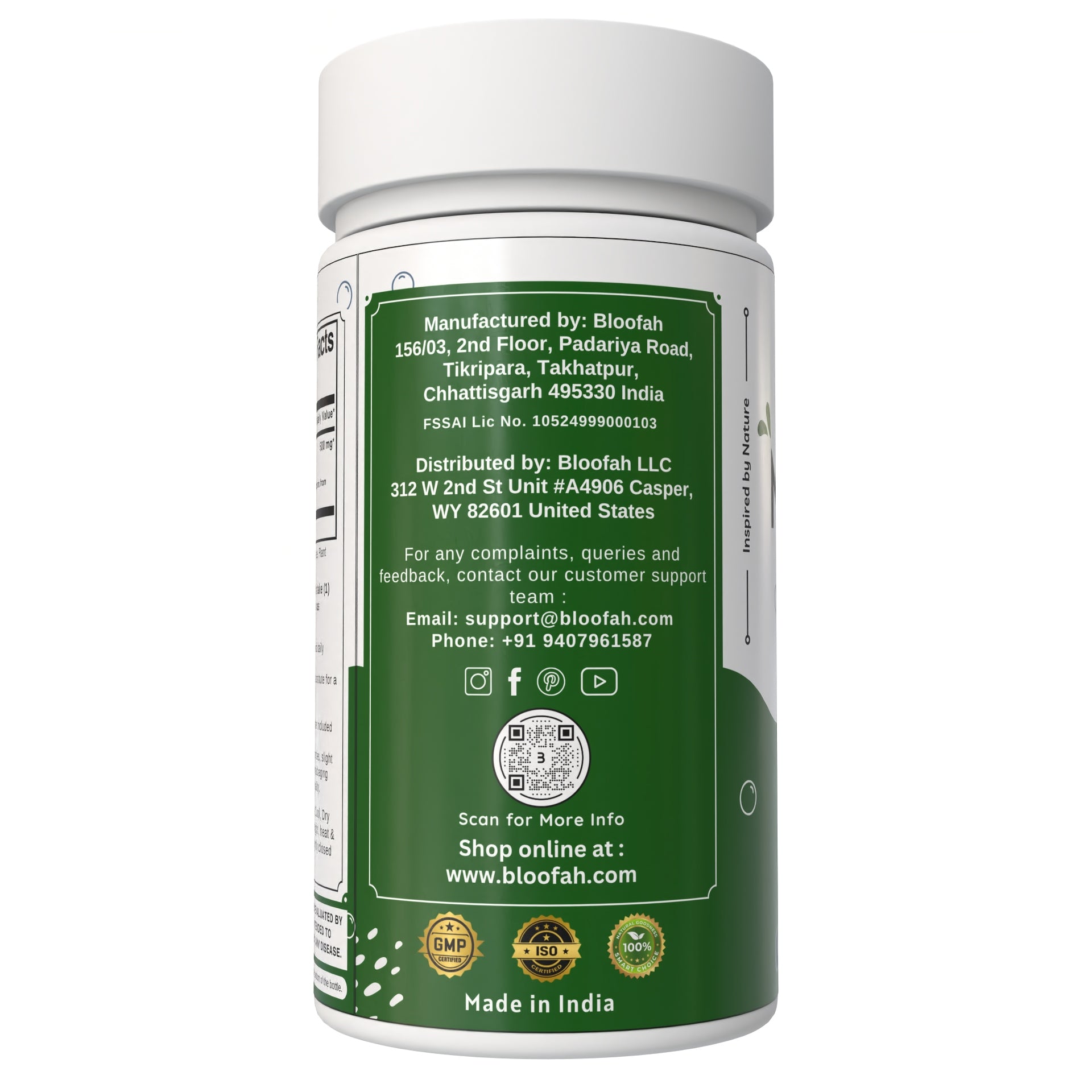 Bloofah Moringa Capsules 500mg | Natural Superfood Supplement for Vitality | 100% Pure Moringa Oleifera Leaf Extract 10:1 Powder | Nutrient-Rich Vegetarian Green Superfood